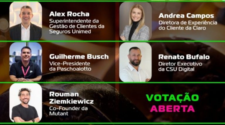 Imagem mostra os 5 executivos que concorrem a Executivo(a) do Ano 2025